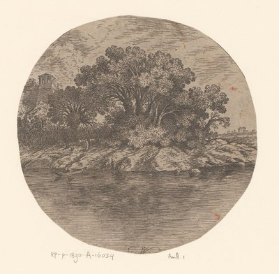 Vista de um banco com figuras por um barco de Gottfried Wals