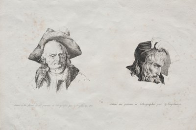 Coleção de ensaios litográficos: Two heads, 1816. de Gottfried or Godefroy Engelmann