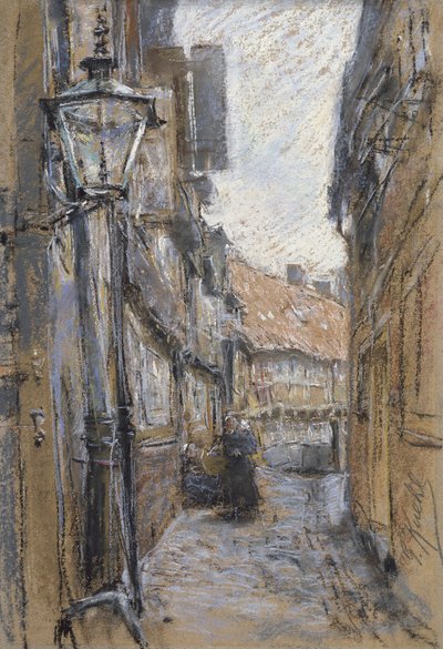 Rua em Teilfeld, 1890 (pastel no cartão) de Gotthardt Johann Kuehl