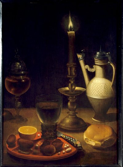 Natureza morta à luz de velas Pintura por Gotthardt por Wedig (Gottfried Von Wedig) (1583-1641) de Gotthardt von Wedig