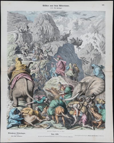 Hannibal atravessa os Alpes from Münchener Bilderbogen de Gottlob Heinrich Leutemann