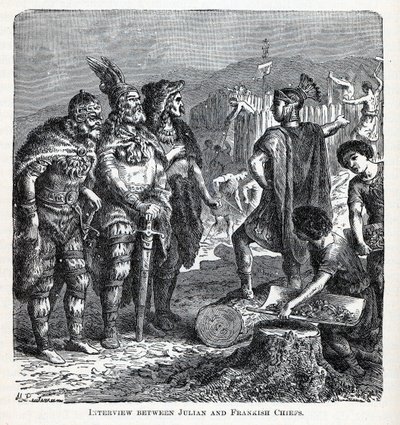 Entrevista entre Julian e chefes francos, 1882 de Gottlob Heinrich Leutemann
