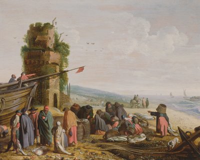Pescadores na praia com sua captura (par com 59984) de Govaert Jansz