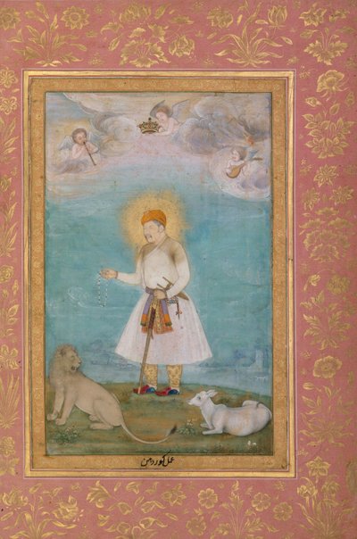 Akbar com Leão e Bezerro, c.1630 de Govardhan