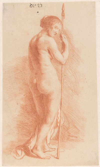 Mulher de pé com uma lança de Govert Flinck (attributed to)