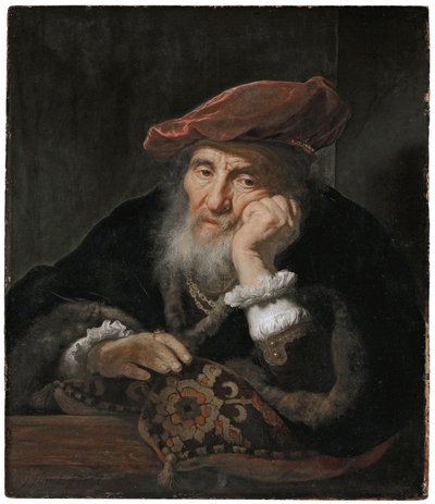Um velho numa janela de Govert Flinck