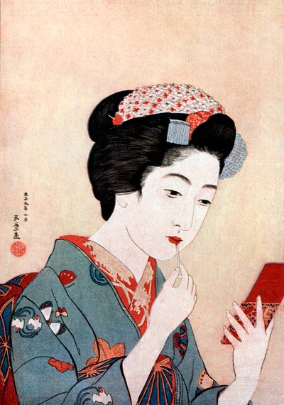 Uma mulher com uma escova Beni, c1900-1921. de Goyo Hashiguchi