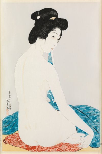 Beleza depois do banho (xilogravura) de Goyo Hashiguchi