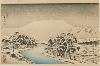 Monte Ibuki em Neve, era de Taisho, janeiro 1920 (impressão de woodblock de cor) de Goyo Hashiguchi