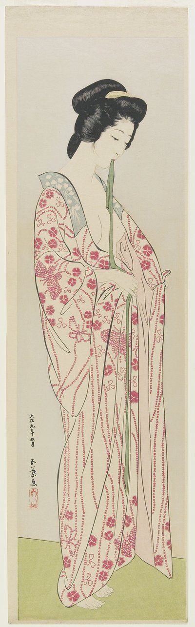 Mulher na roupa de quimono, maio de 1920 de Goyo Hashiguchi