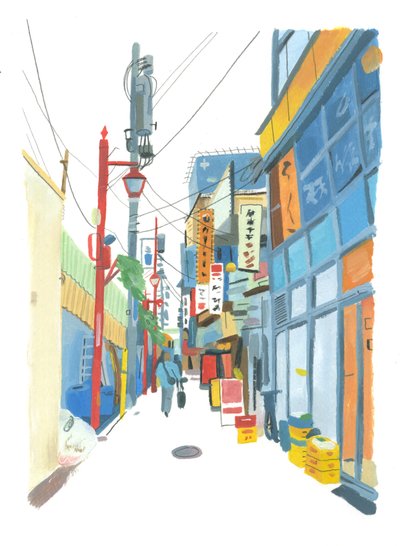 Shinjuku, 2015 (óleo sobre papel) de Grace Helmer