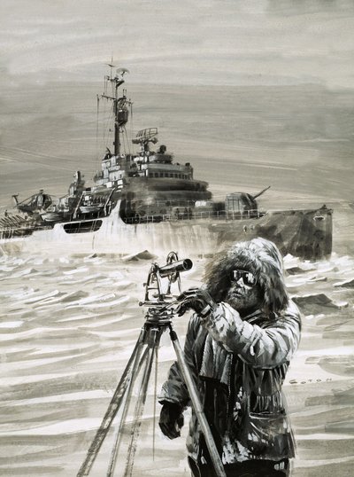 Um membro da equipa do British Antarctic Survey a trabalhar de Graham Coton