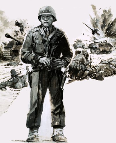 General George C. Patton (guache sobre papel) de Graham Coton