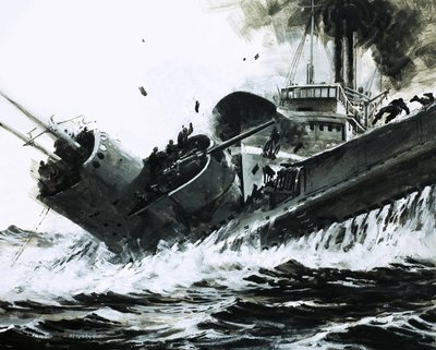 Nos mares da China, em 1930, o navio a vapor Yuta, de 2000 toneladas, embateu no costado do submarino Poseidon de Graham Coton