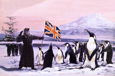 James Clark Ross plantando a Union Jack no gelo antártico em 1840 de Graham Coton