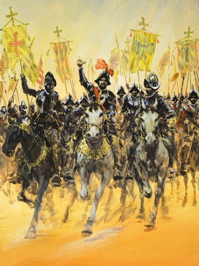 Conquistadores espanhóis (guache sobre papel) de Graham Coton
