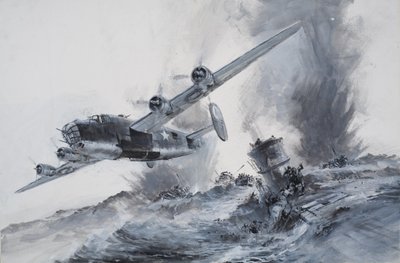O afundamento do Laconia em 1942 (guache sobre papel) de Graham Coton