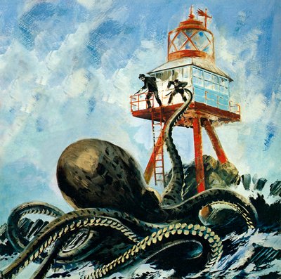 O monstro de Serrana Cay (litografia a cores) de Graham Coton