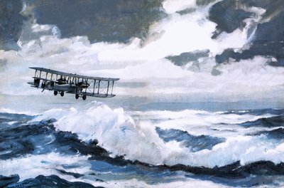 O Vickers Vimy a bater o seu recorde de voo transatlântico de Graham Coton