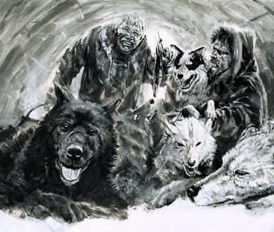 Vilhjalmar Stefansson descobriu esquimós loiros (guache sobre papel) de Graham Coton