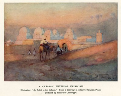 Uma caravana a entrar em Kairouan (cor litho) de Graham Petrie