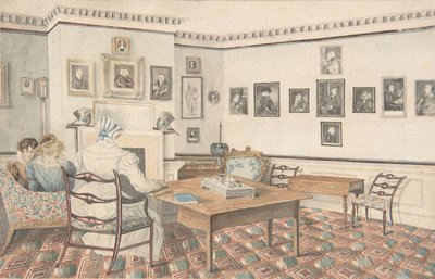 Sala de desenho em Hatton, Warwickshire, 1820-30. de Granddaughters of Dr. Samuel Parr.