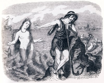 O Shepard e o mar (Le berger et la mer) - Fábulas de La Fontaine de Grandville