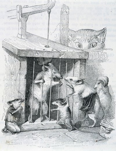 Rato preso rodeado pela sua família dilacerada - por Grandville de Grandville