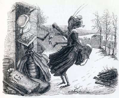 a cigarra e a formiga (La cigale et la fourmi) - Fábulas de La Fontaine de Grandville