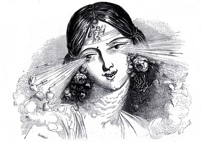 Rosto de uma mulher com olhos penetrantes de Grandville (1803 47)