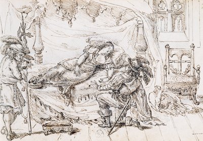 Bela Adormecida, ilustração para conto de fadas de Charles Perrault (1628-1703), gravura de Grandville (1803-1847) de Grandville
