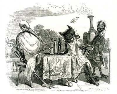 A Raposa e a Cegonha, ilustração de 