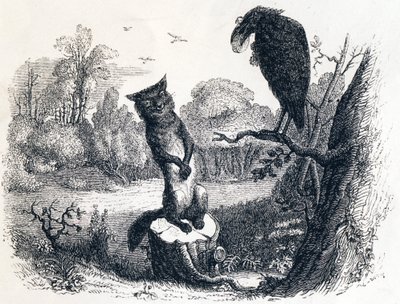 O corvo e a raposa - Fábulas de La Fontaine de Grandville