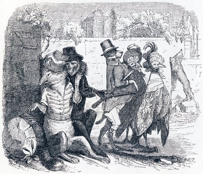 A raposa e as uvas (Le renard et les raisins) - Fábulas de La Fontaine de Grandville