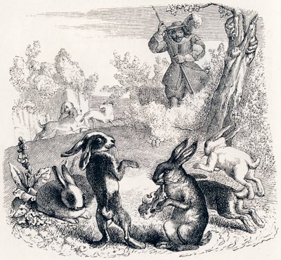 Os coelhos - Fábulas de La Fontaine de Grandville