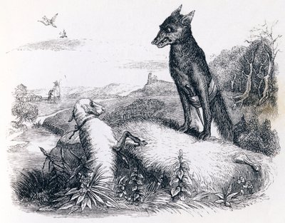 O lobo e o cordeiro - Fábulas de La Fontaine de Grandville