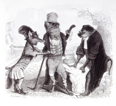 O lobo a suplicar à raposa em frente ao macaco de Grandville (1803 47)