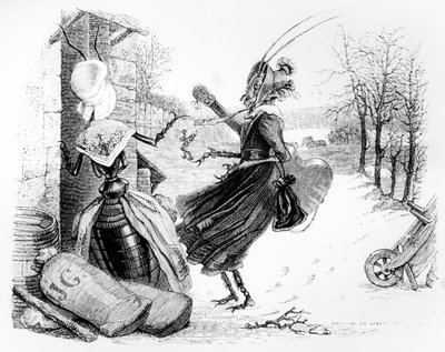 A Cigarra e a Formiga, ilustração para &39;Fábulas&39; de La Fontaine (1621-95), publicada por H. Fournier Aine, 1838 de Grandville