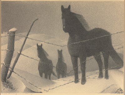 Estudo para "fevereiro", 1940 de Grant Wood