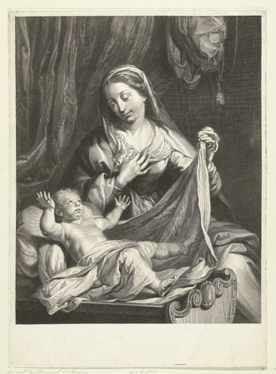 Maria com Cristo Criança na manjedoura de Gérard Edelinck