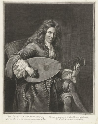 Retrato do Compositor Charles Mouton (c.1626-1710) de Gérard Edelinck
