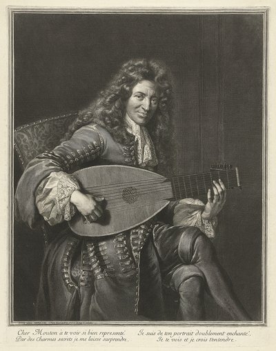 Retrato do tenente e compositor Charles Mouton c. 1626-1710, ca. 1695 de Gérard Edelinck