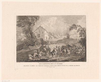 Paisagem com grupo de soldados de passagem
Les Fatigues de la Guerre (título sobre o objecto)
Impressões após Antoine Watteau (título da série)
A obra de Antoine Watteau (título da série) de Gérard Jean Baptiste Scotin (II)