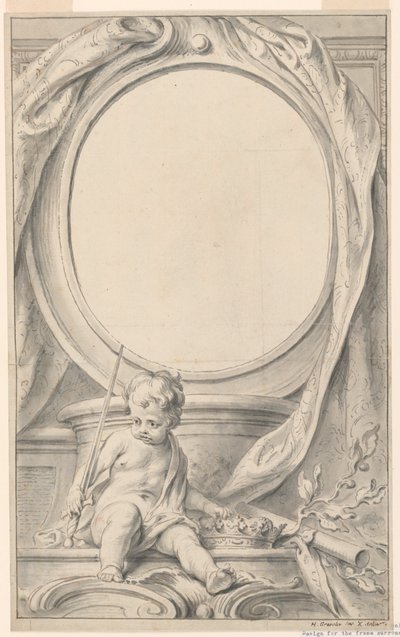 Design para moldura ao redor do retrato de William Russell, primeiro duque de Bedford de Gravelot
