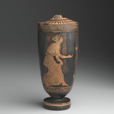Sótão Lekythos (louça de barro esmaltada) de Greek