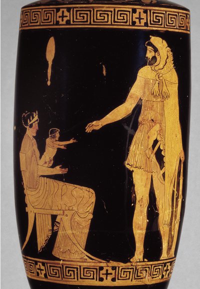Lekythos de figuras vermelhas áticas representando Herakles detalhe cerâmico de 100581 de Greek