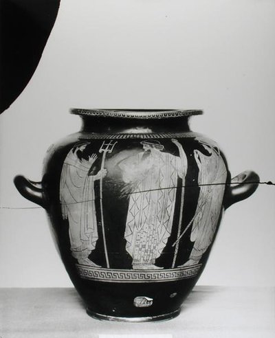 Estames áticos de figuras vermelhas representando Poseidon, Zeus e Hera, 525-400 aC (cerâmica) de Greek