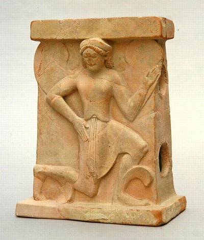 Altar de cerâmica com Iris, c.500 BC (cerâmica) de Greek