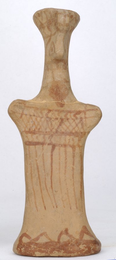 Estatueta de uma fêmea de pé, oficina de Beócia, período Arcaico (argila pintada) de Greek