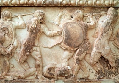 Gigantomachy (batalha entre deuses e gigantes) (relevo, friso, 525 a.C.) de Greek